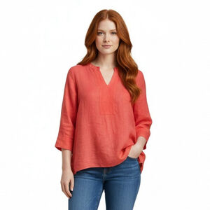 Gerard Darel Coral Red Silk Tunic Top - Size 8